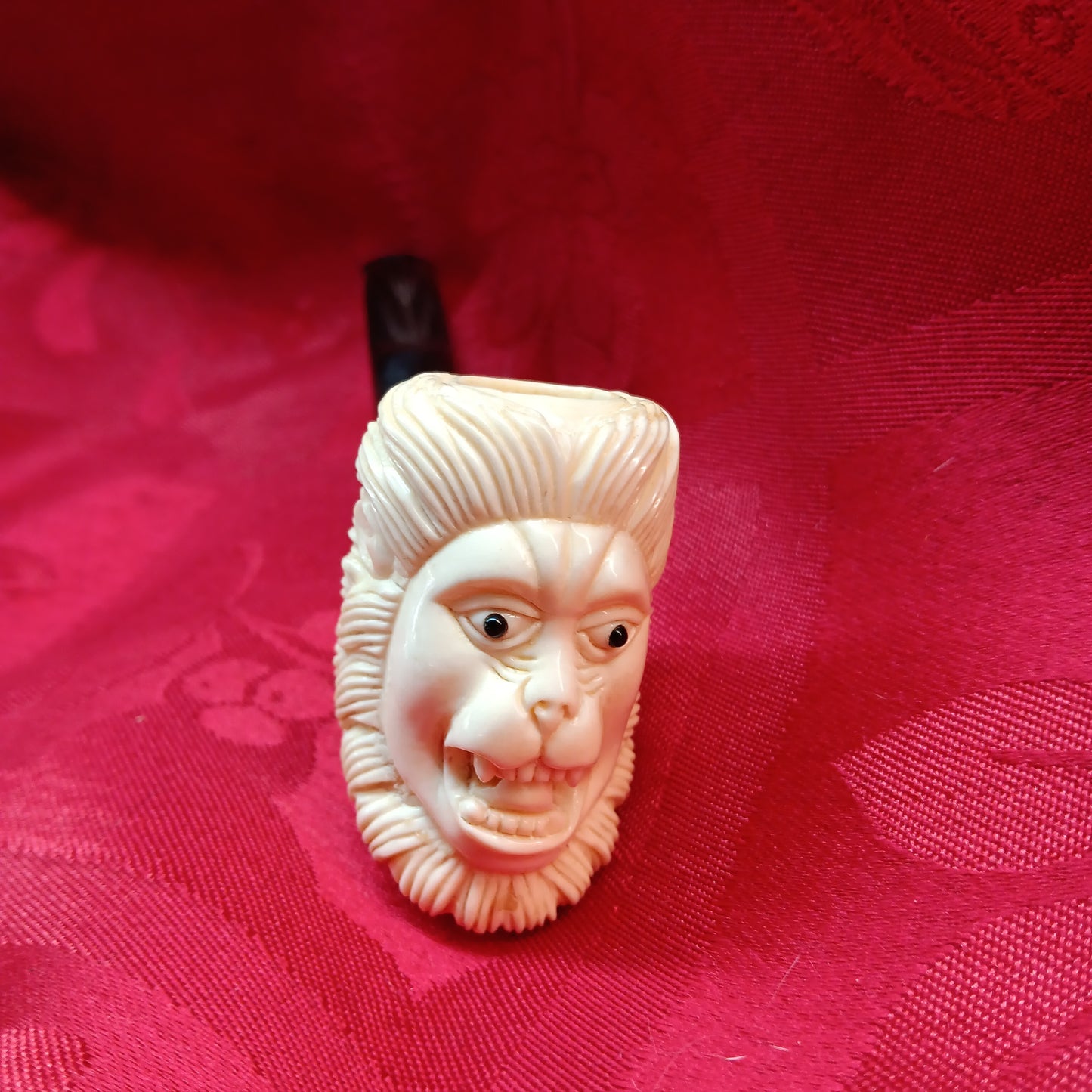 Hand-carved Bone lion pipe-Jantiques LLC.