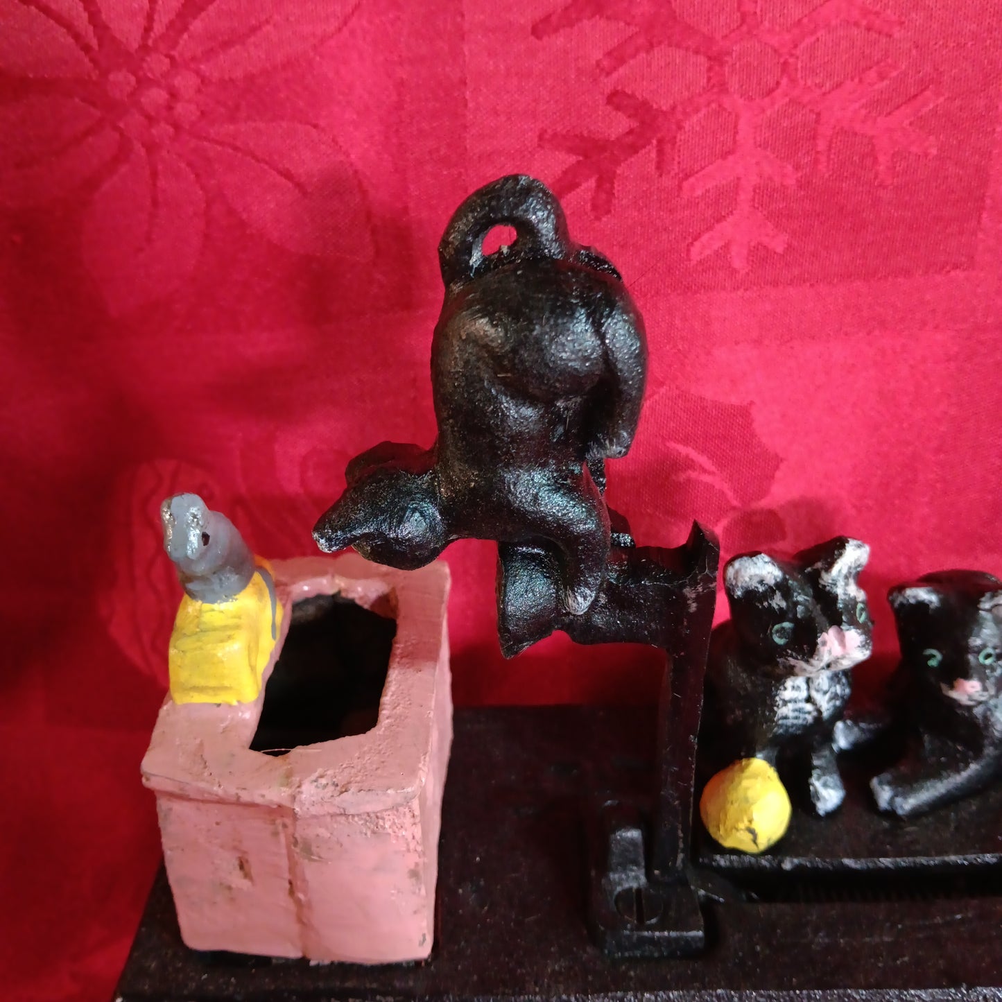 Cat and Mouse Cast Iron Mechanical Coin Bank-Jantiques LLC.