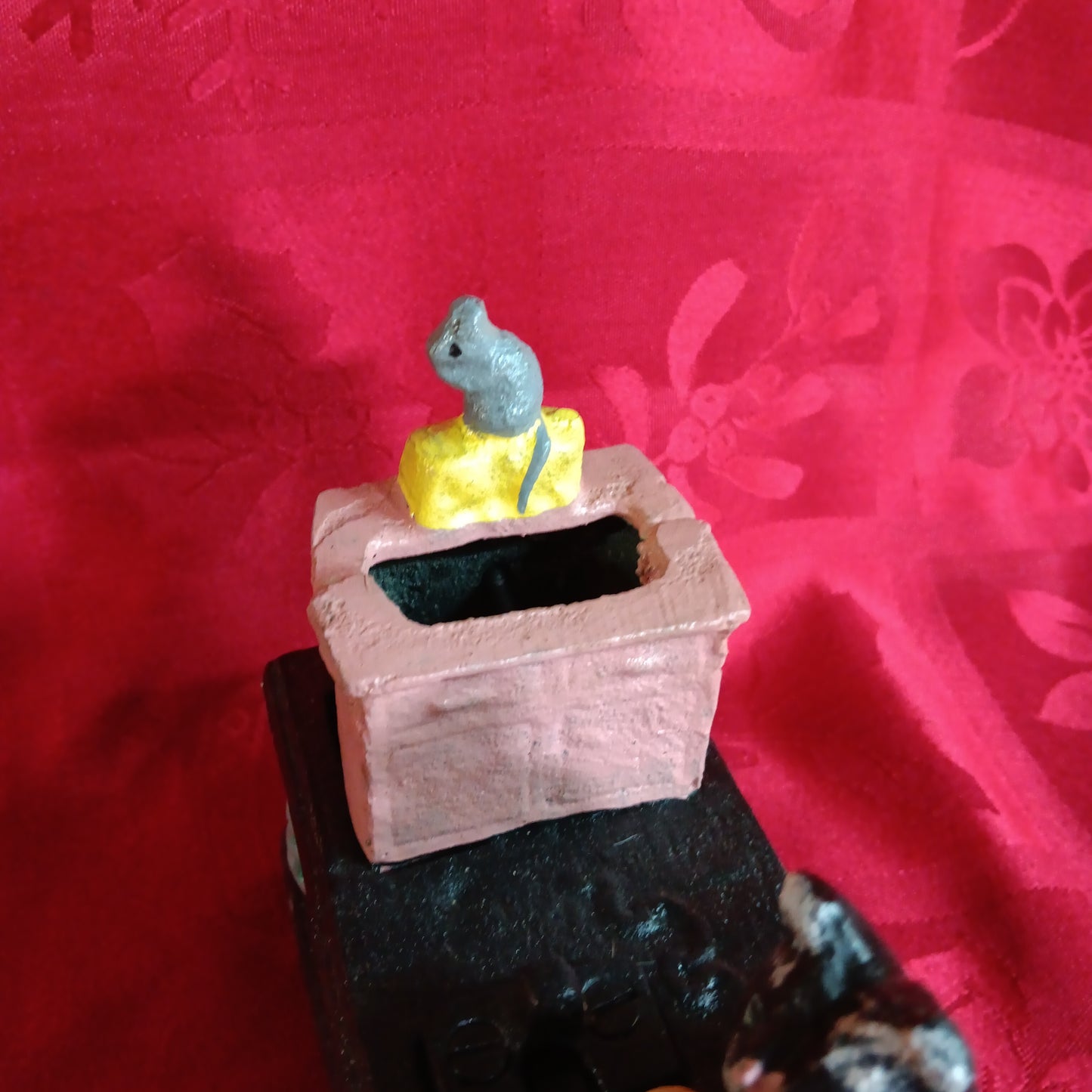 Cat and Mouse Cast Iron Mechanical Coin Bank-Jantiques LLC.