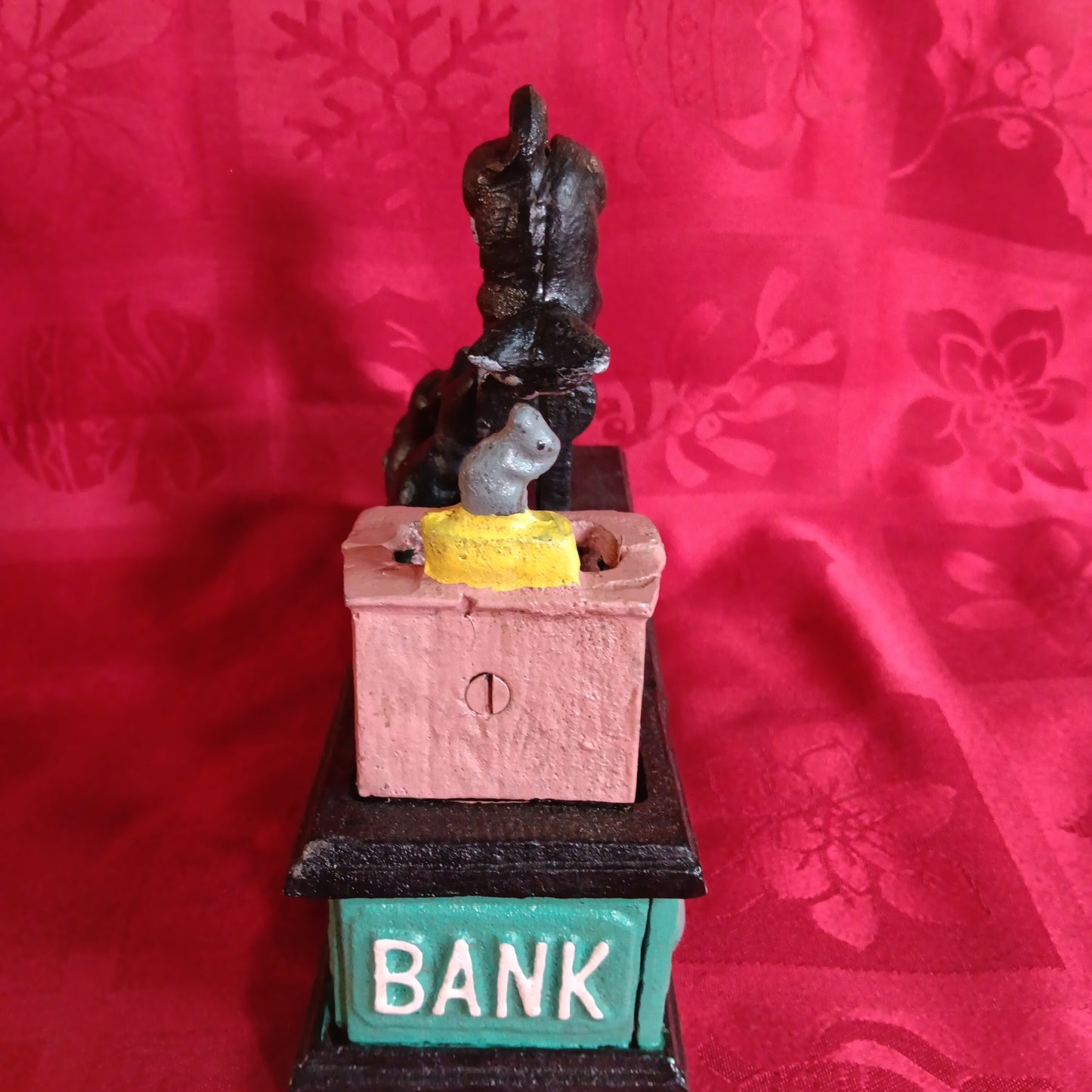 Cat and Mouse Cast Iron Mechanical Coin Bank-Jantiques LLC.
