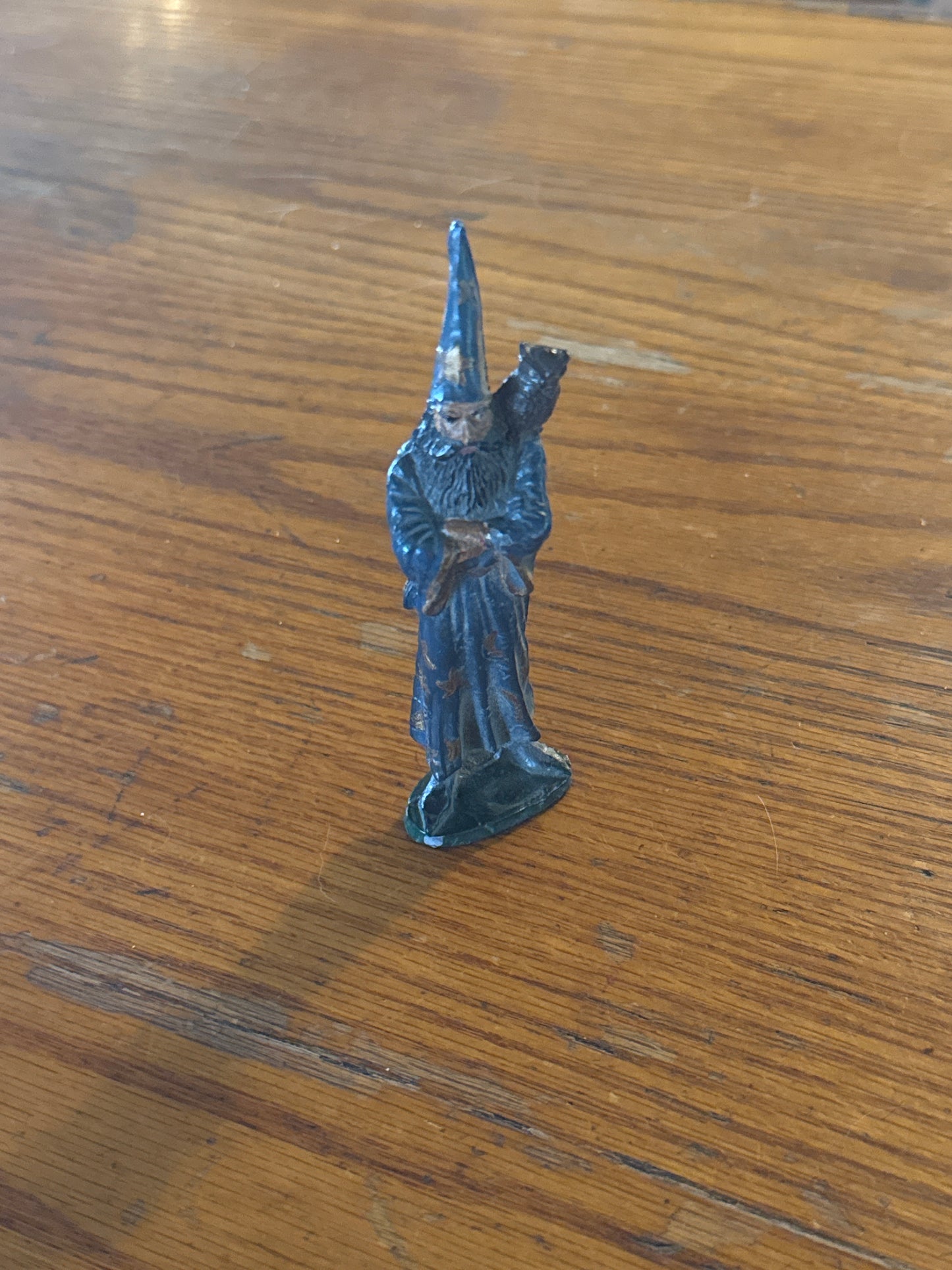 Solid Lead wizard with owl Statue