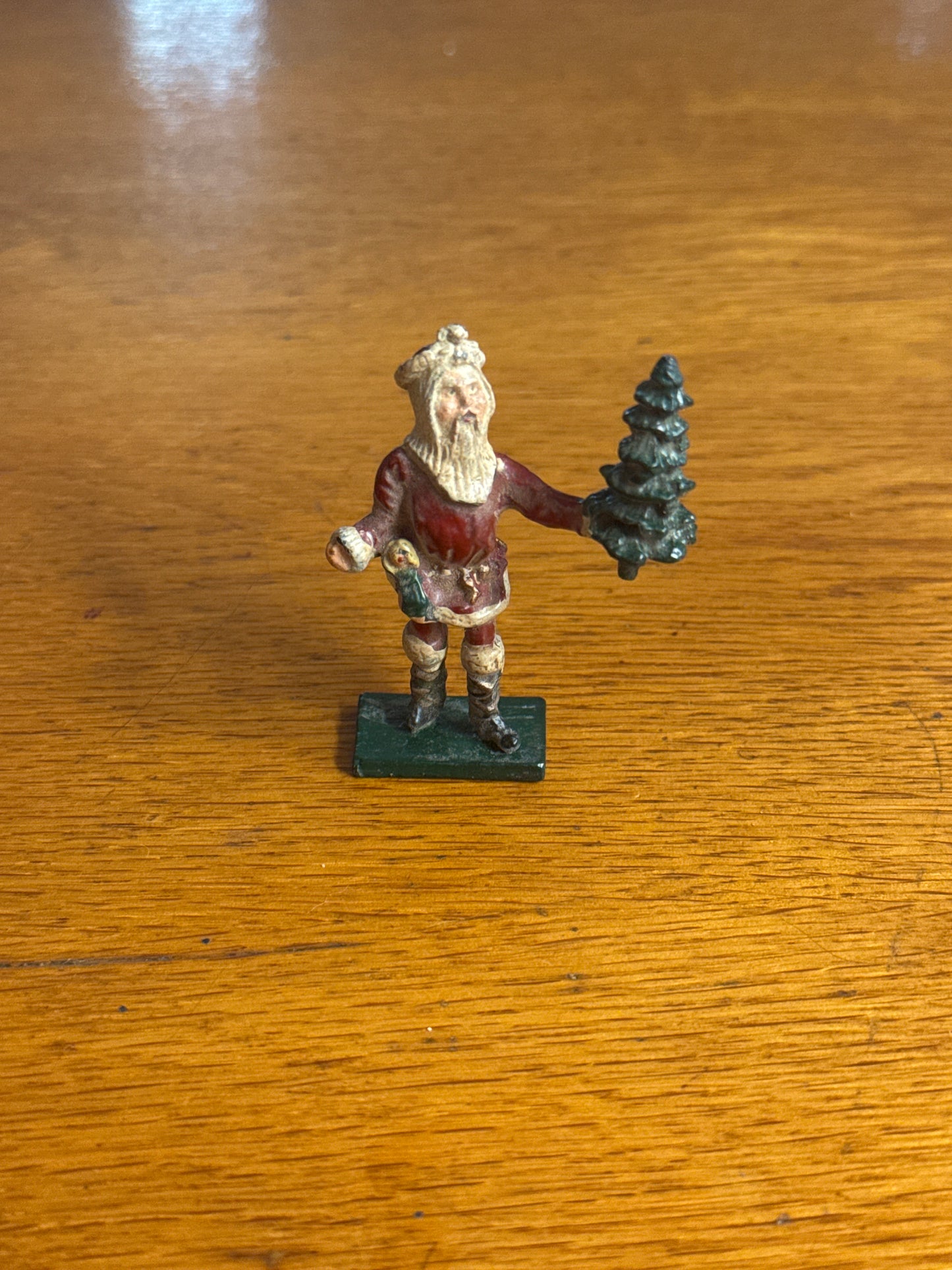 Solid Lead Santa Claus with Tree Statue