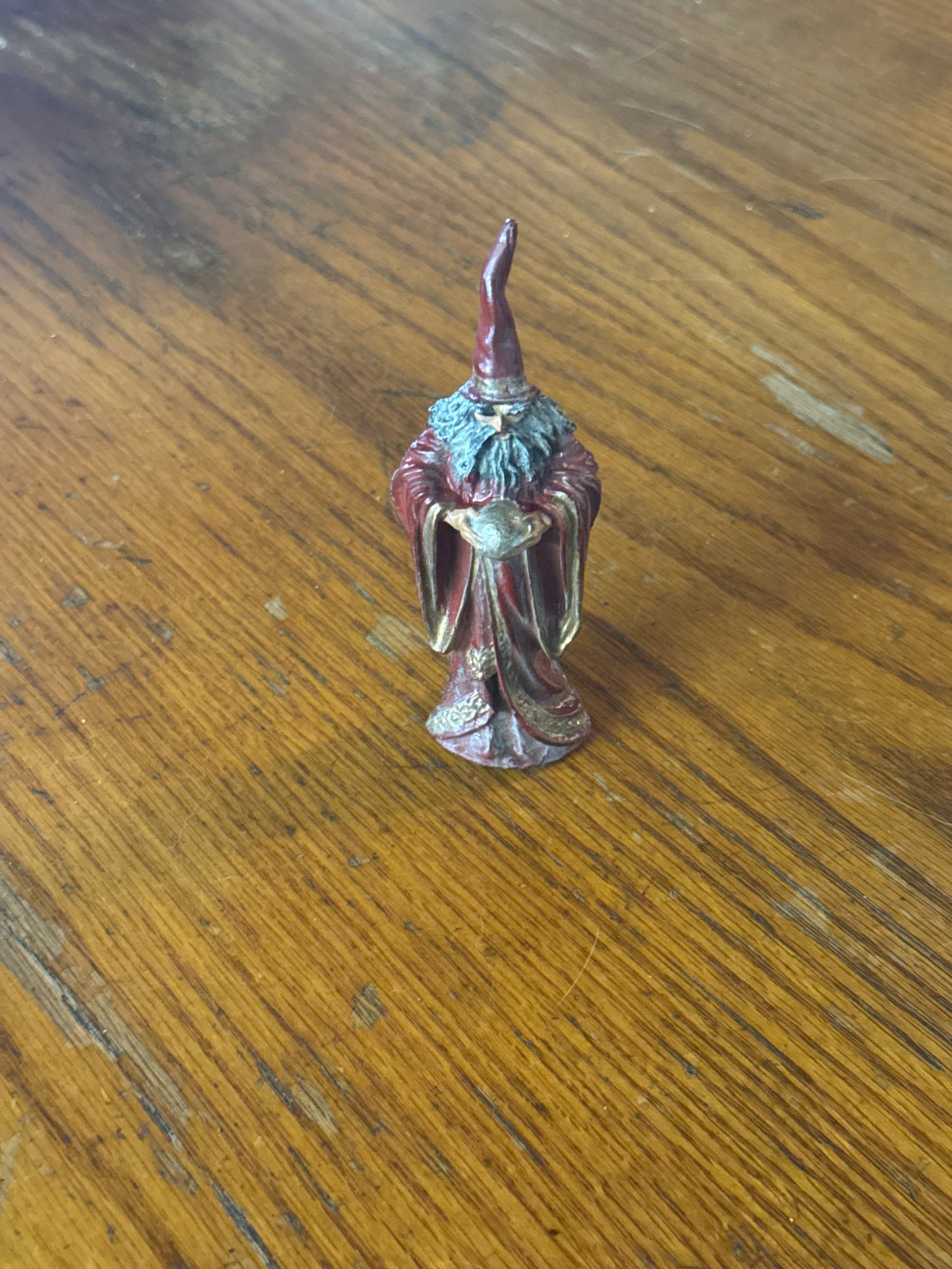 Solid Lead wizard with crystal ball Statue