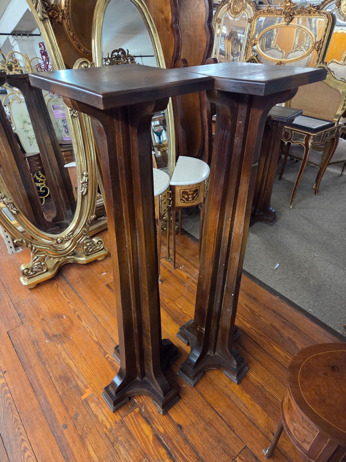 Pair of wooden pedestals