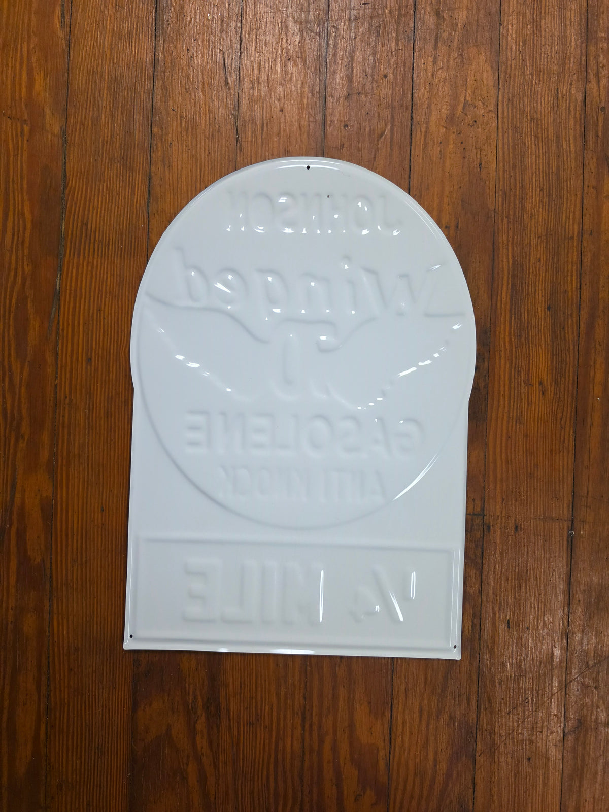 Johnson Winged 70 Gasolene metal sign