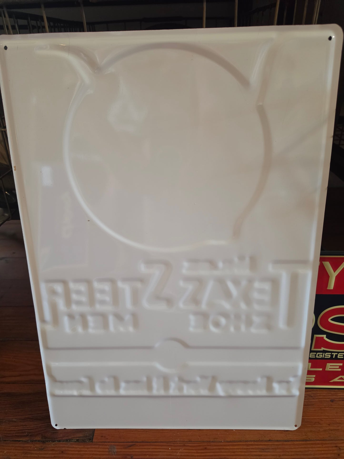 Texas Steer Shoe Men. Metal sign