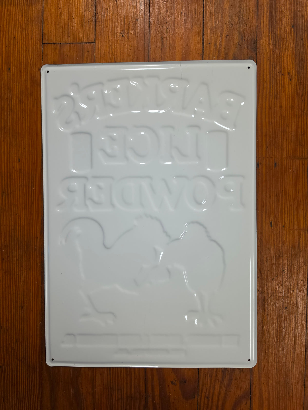 Barker's Lice Powder metal sign