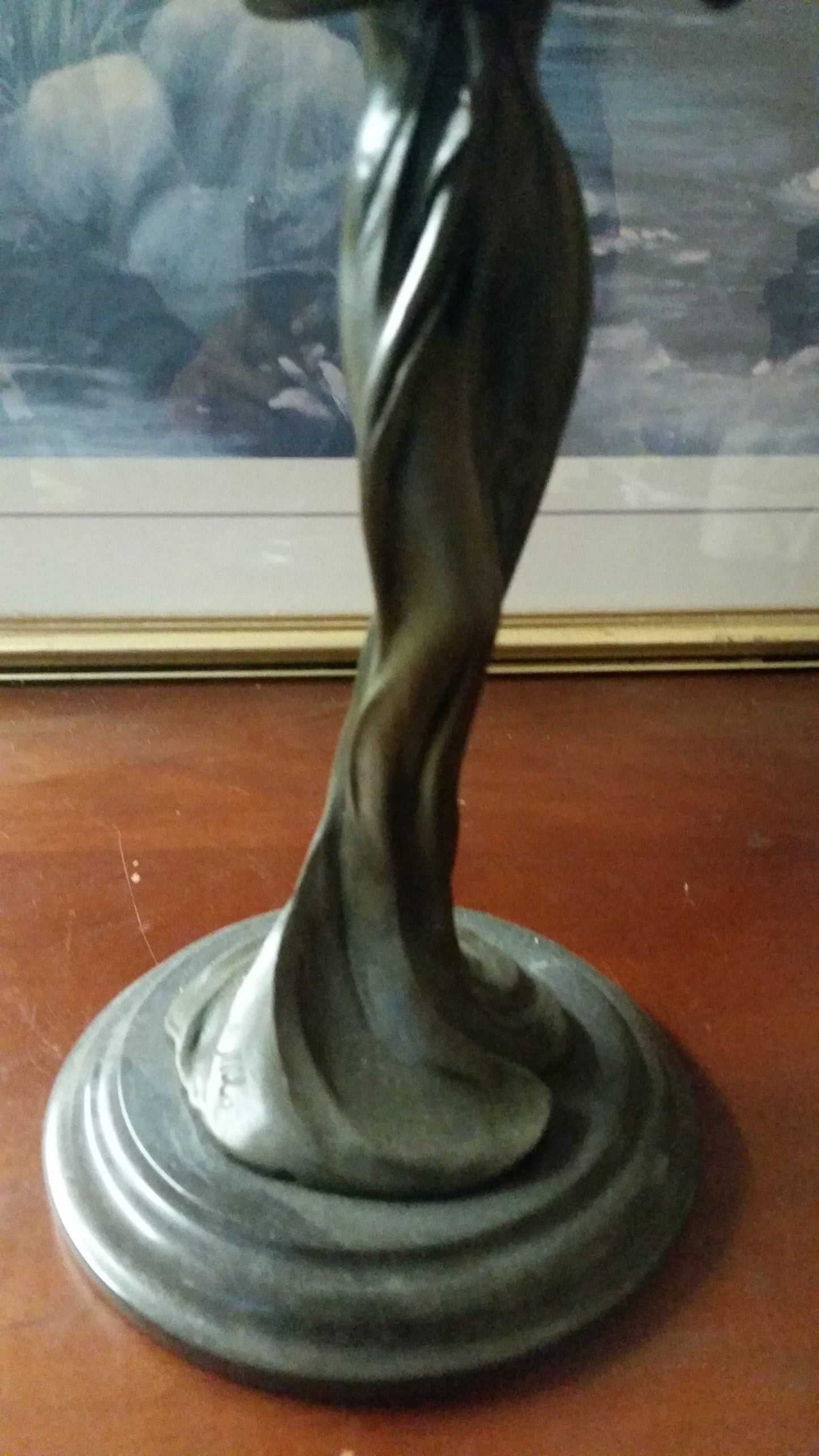 Bronze Candle Holder - Lady Holding Rose-Jantiques LLC.