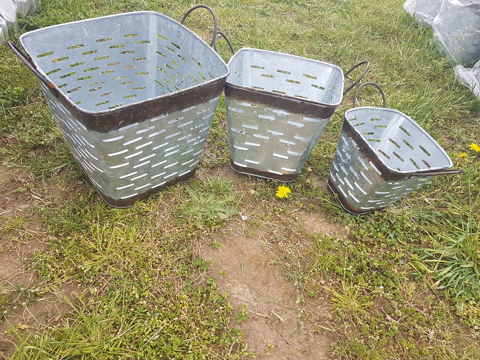 Tin - Galvanized Square Bucket-Jantiques LLC.