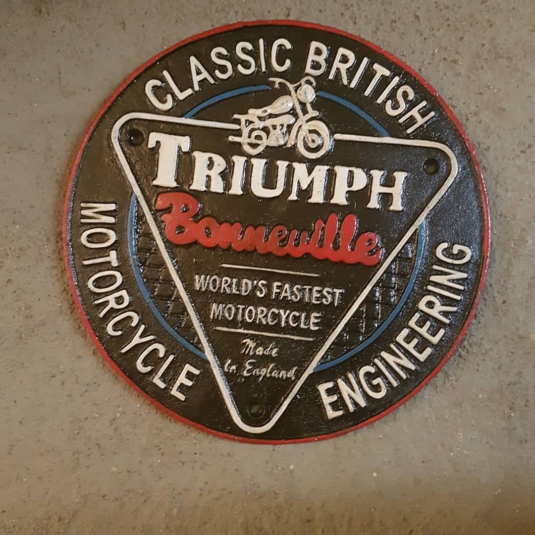 Cast Iron Sign - Triumph Bonneville-Jantiques LLC.