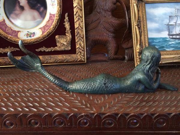 Cast Iron Mermaid - Laying Front Small Mermaid-Jantiques LLC.