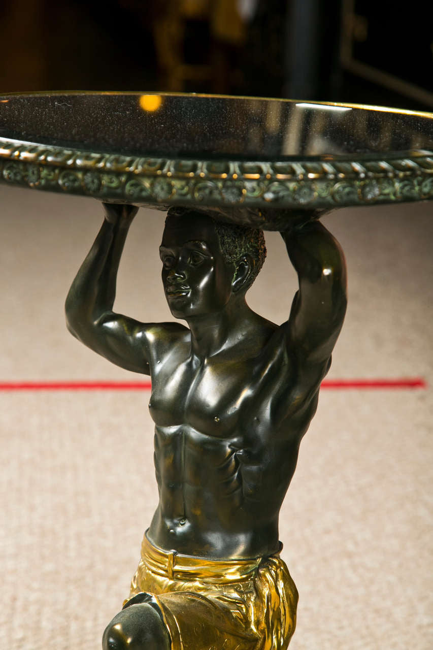 Mirror Top Table - Blackamoor Kneeling Nubian Man-Jantiques LLC.