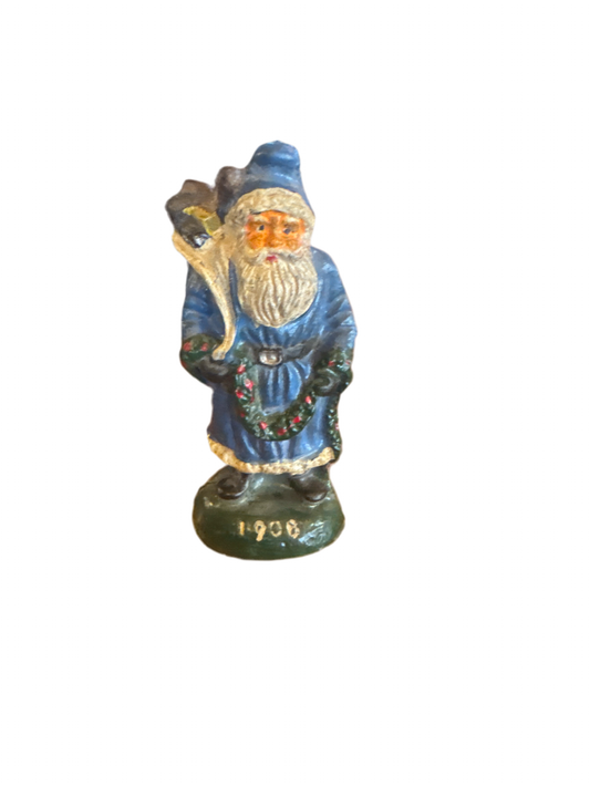 Lead Old Fashion Blue Santa Claus 1900-Jantiques LLC.