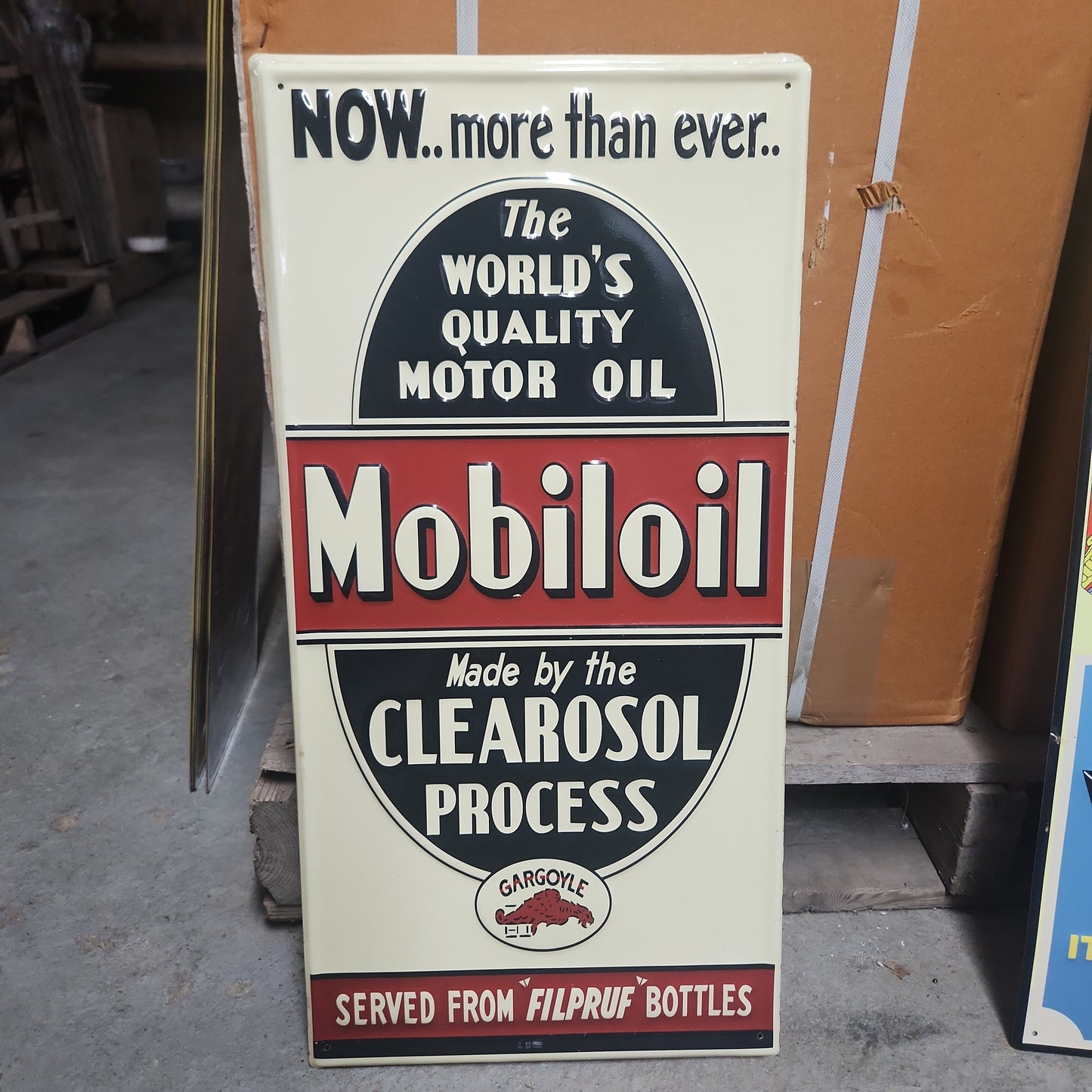 Mobiloil automotive advertising sign-Jantiques LLC.