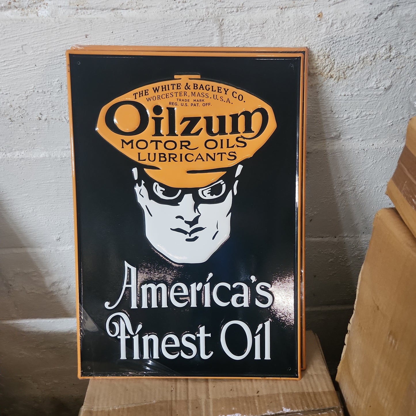 Oilzum motor oil automotive advertising sign-Jantiques LLC.