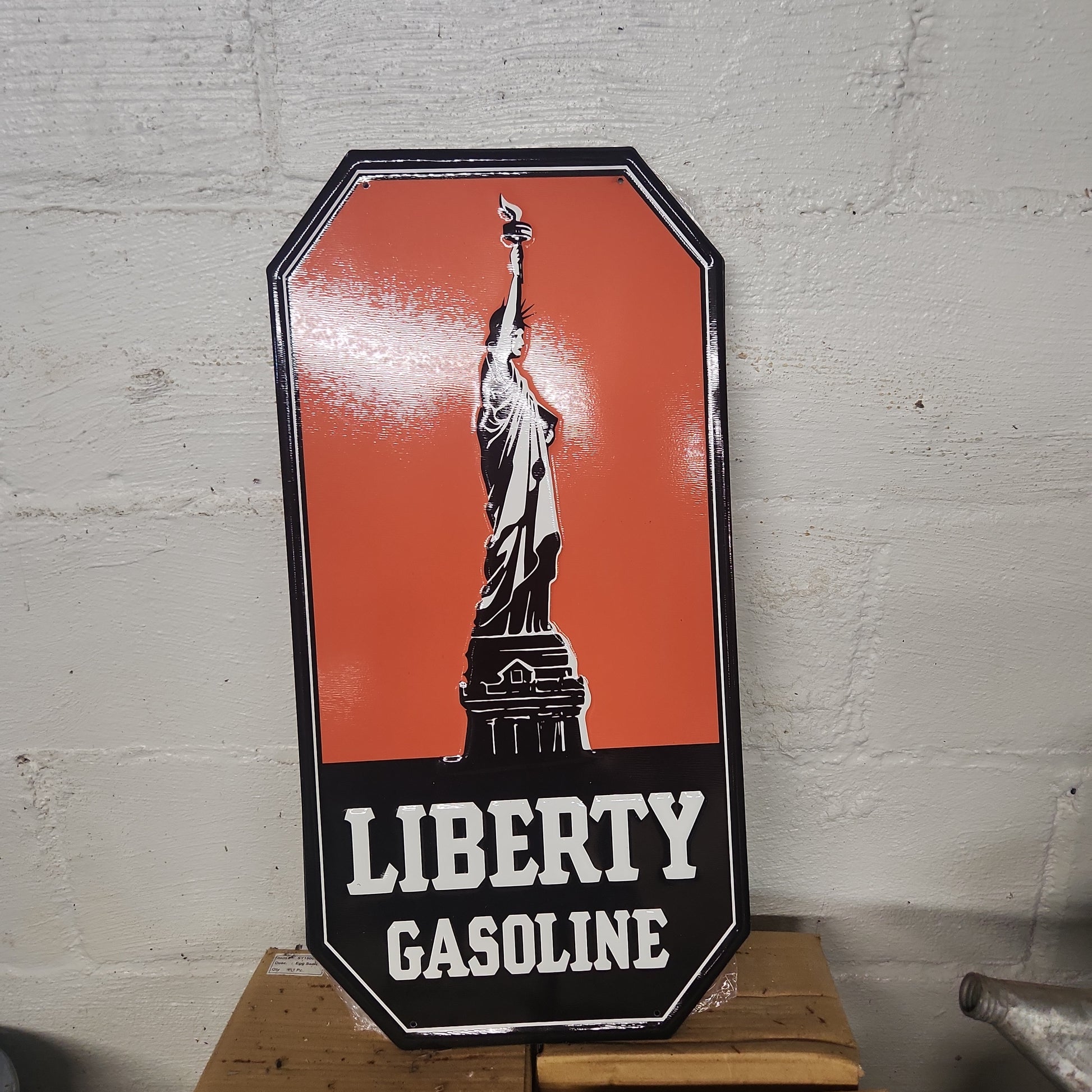 Liberty gasoline automotive advertising sign-Jantiques LLC.