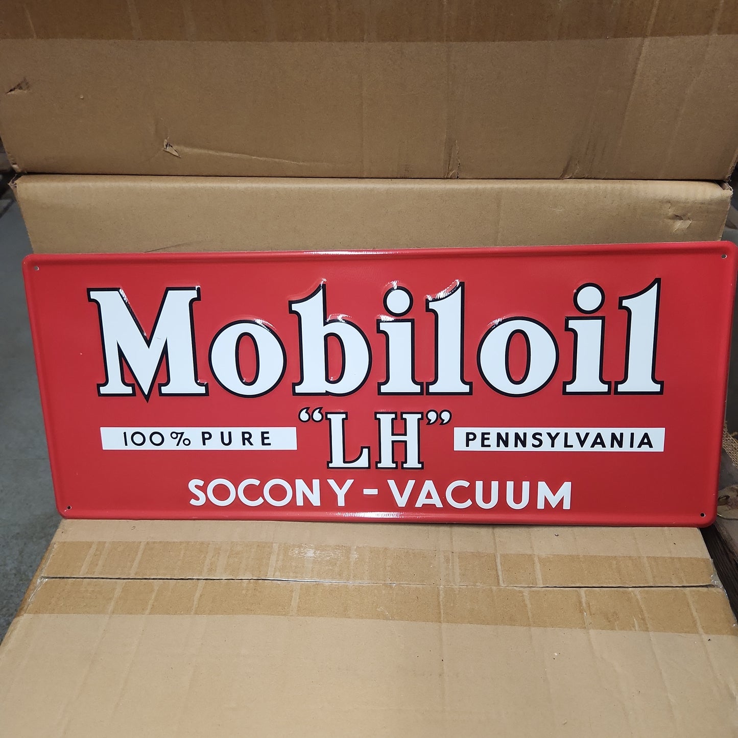 Mobiloil socony-vacuum automotive advertising sign-Jantiques LLC.