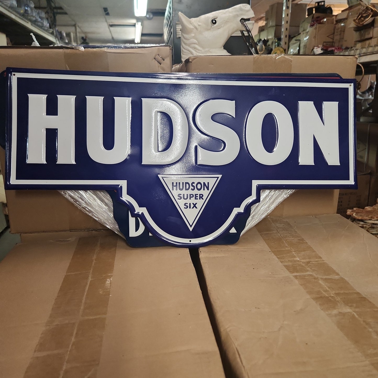 Hudson super six automotive advertising sign-Jantiques LLC.