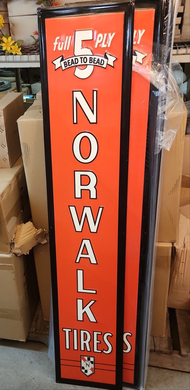 Norwalk vertical automotive advertising sign-Jantiques LLC.