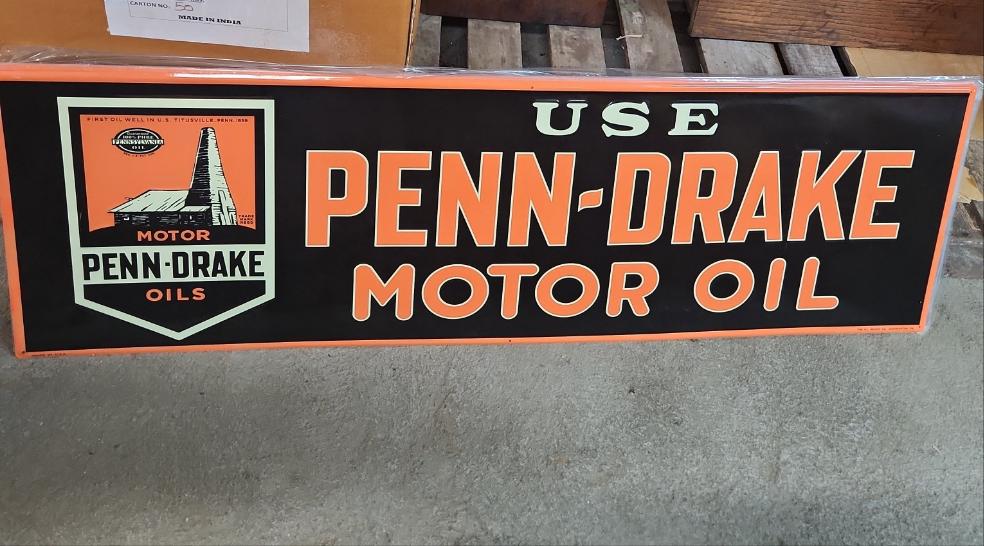 Penn-drake motor oil automotive advertising sign-Jantiques LLC.