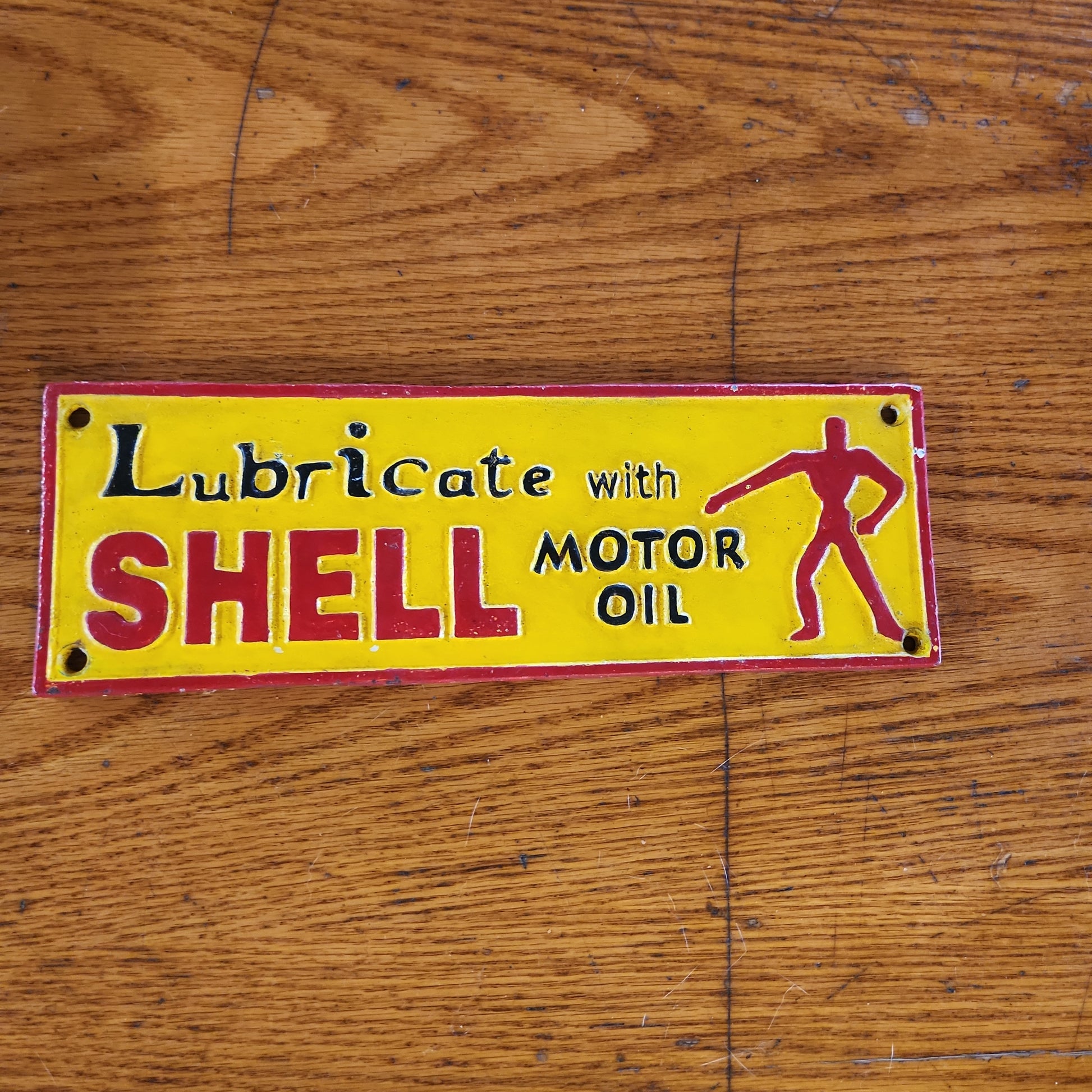 Shell cast iron sign.-Jantiques LLC.