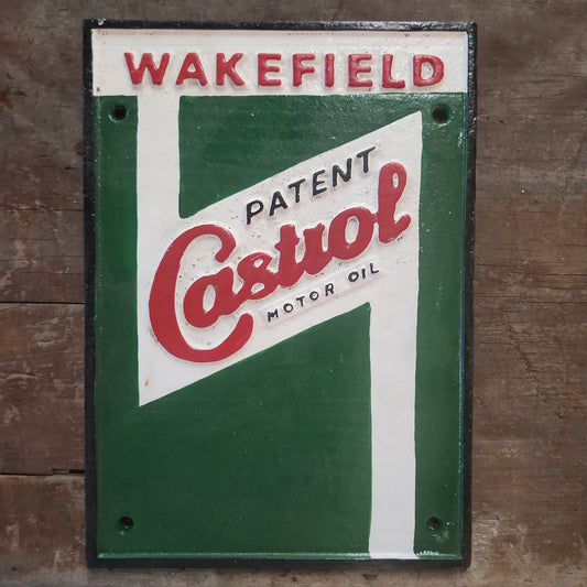 Castrol cast iron sign.-Jantiques LLC.