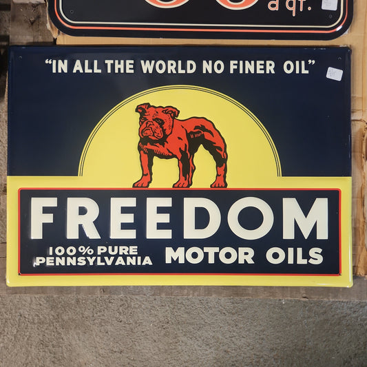 Freedom motor oil automotive advertising sign-Jantiques LLC.