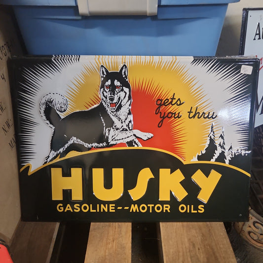 Husky service automotive advertising sign-Jantiques LLC.