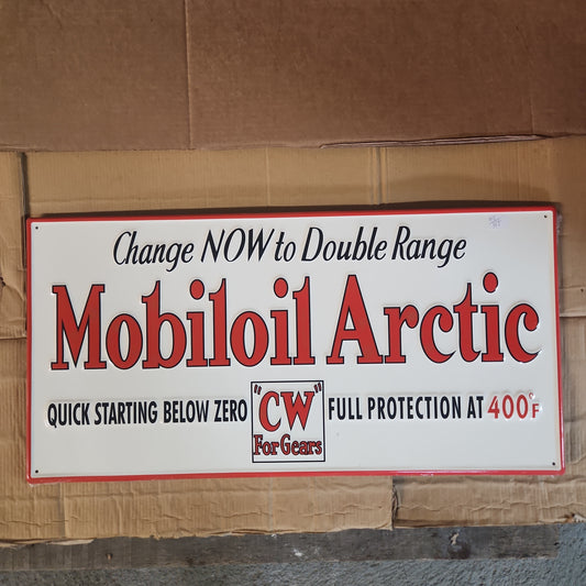 Mobiloil arctic automotive advertising sign-Jantiques LLC.