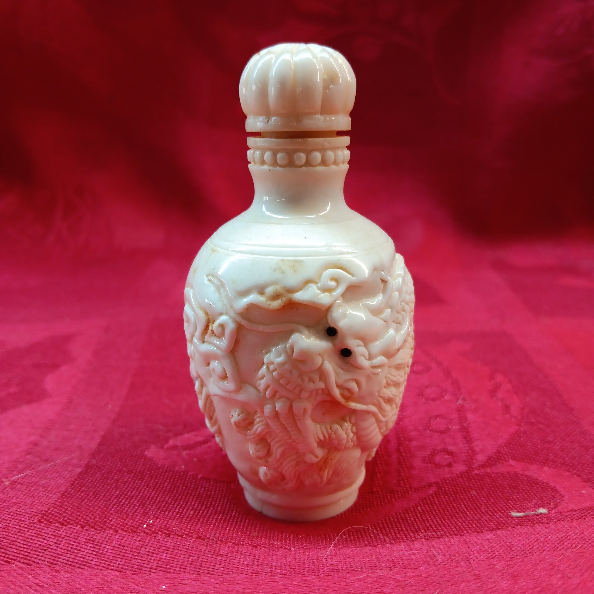 Handcarved bone snuff bottle-Jantiques LLC.