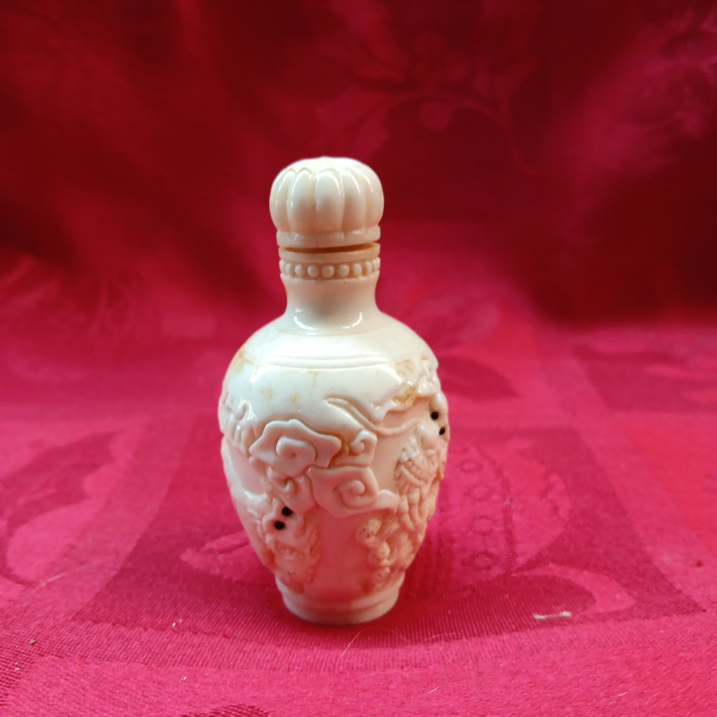 Handcarved bone snuff bottle-Jantiques LLC.