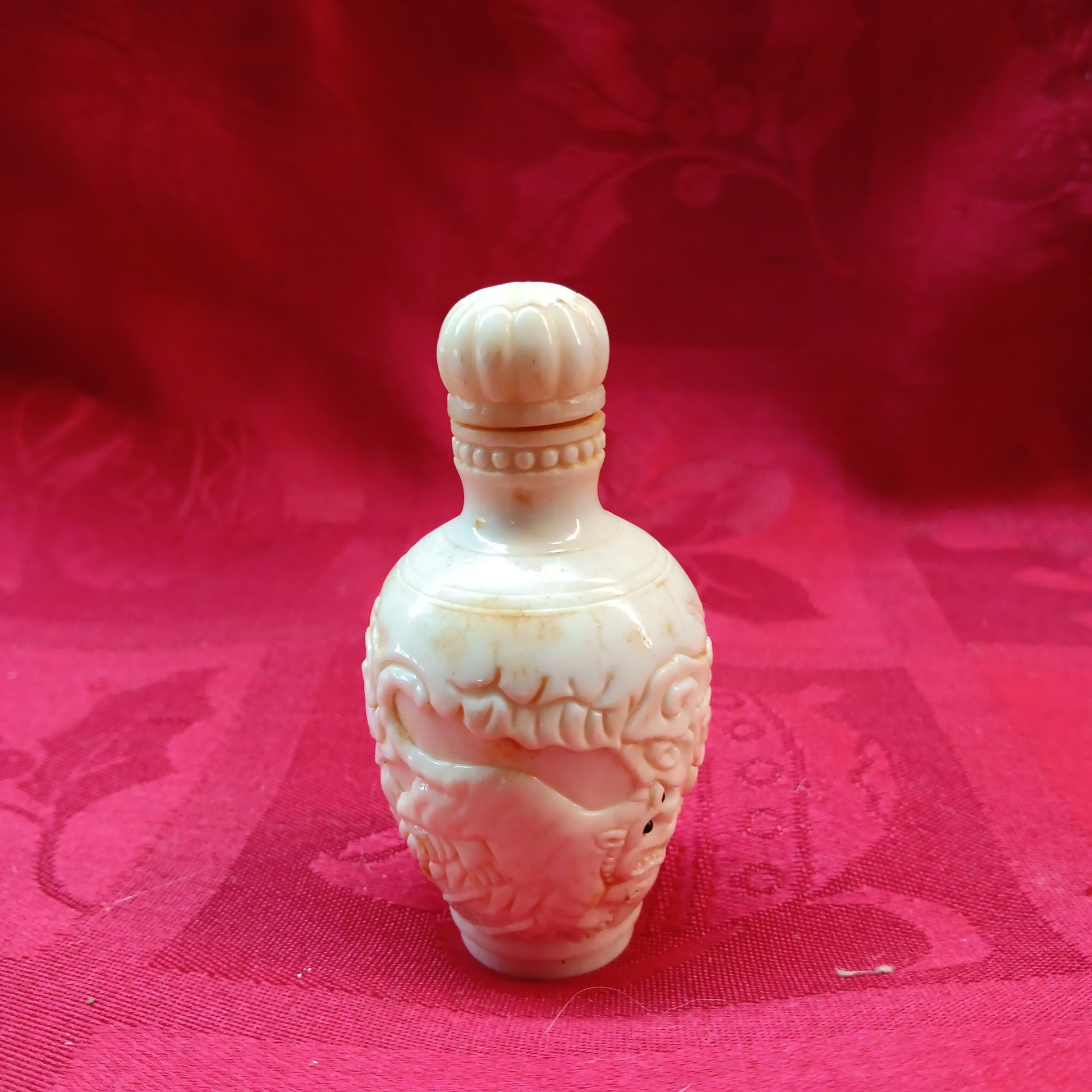 Handcarved bone snuff bottle-Jantiques LLC.