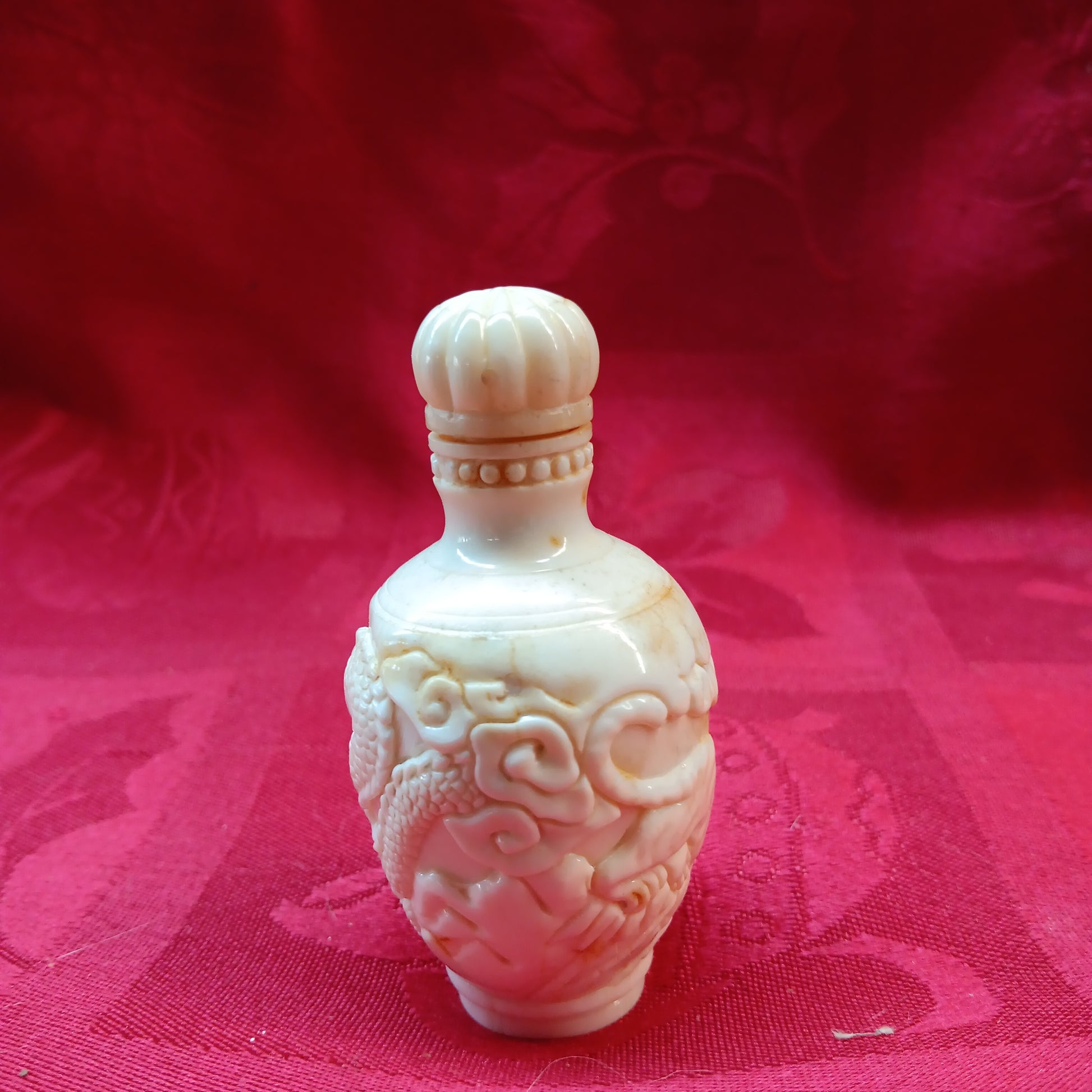 Handcarved bone snuff bottle-Jantiques LLC.