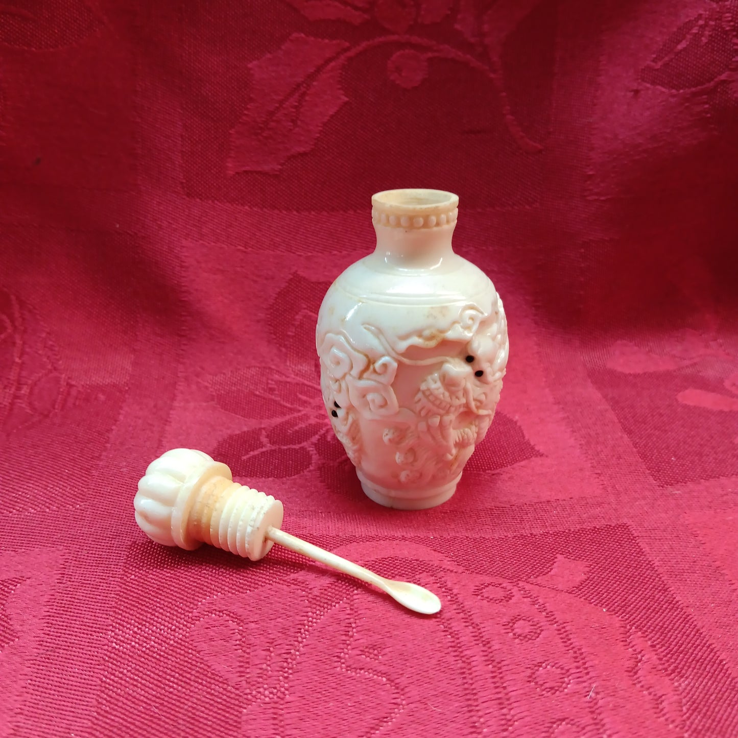 Handcarved bone snuff bottle-Jantiques LLC.