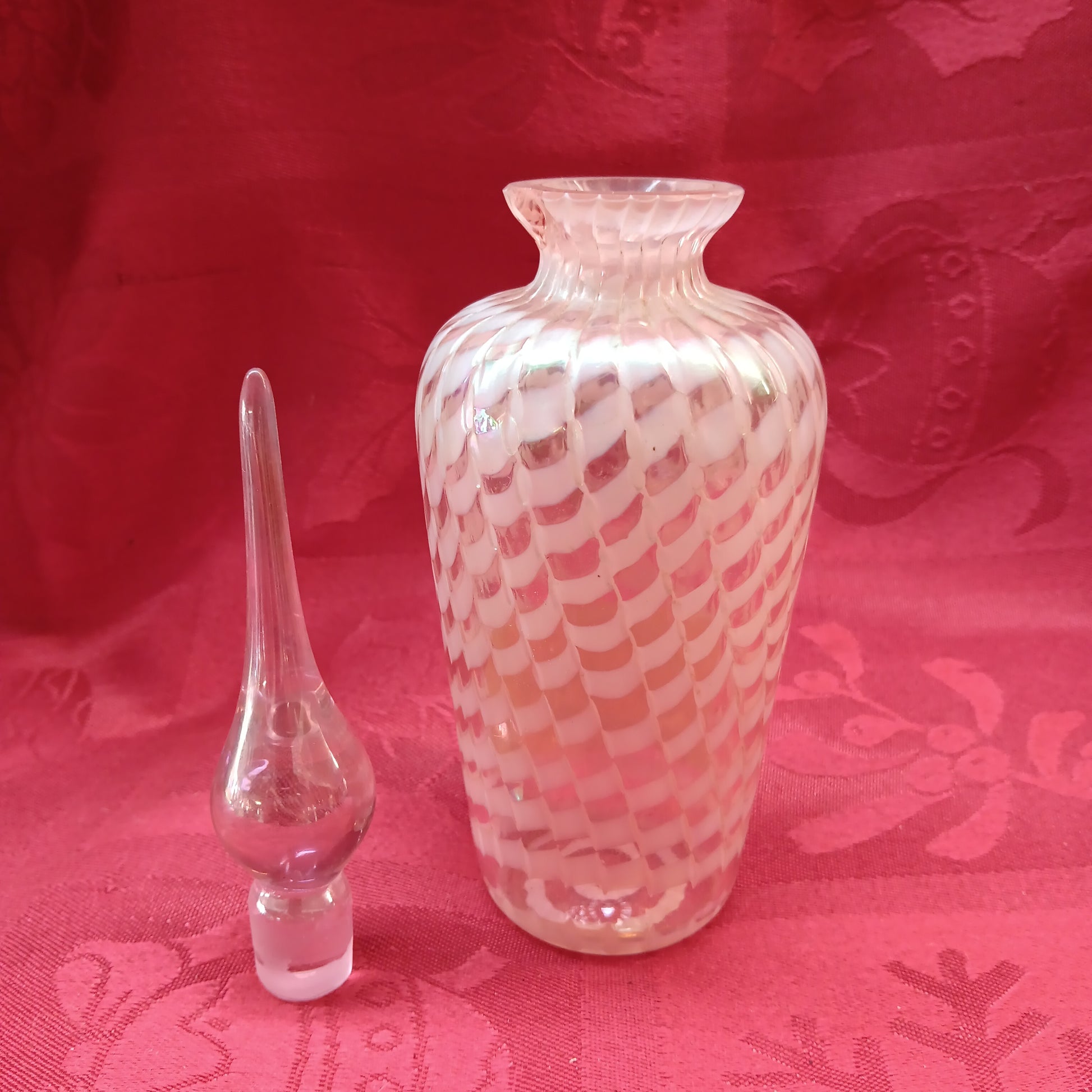 Glass Bottle - Pink Perfume Bottle with Stopper-Jantiques LLC.