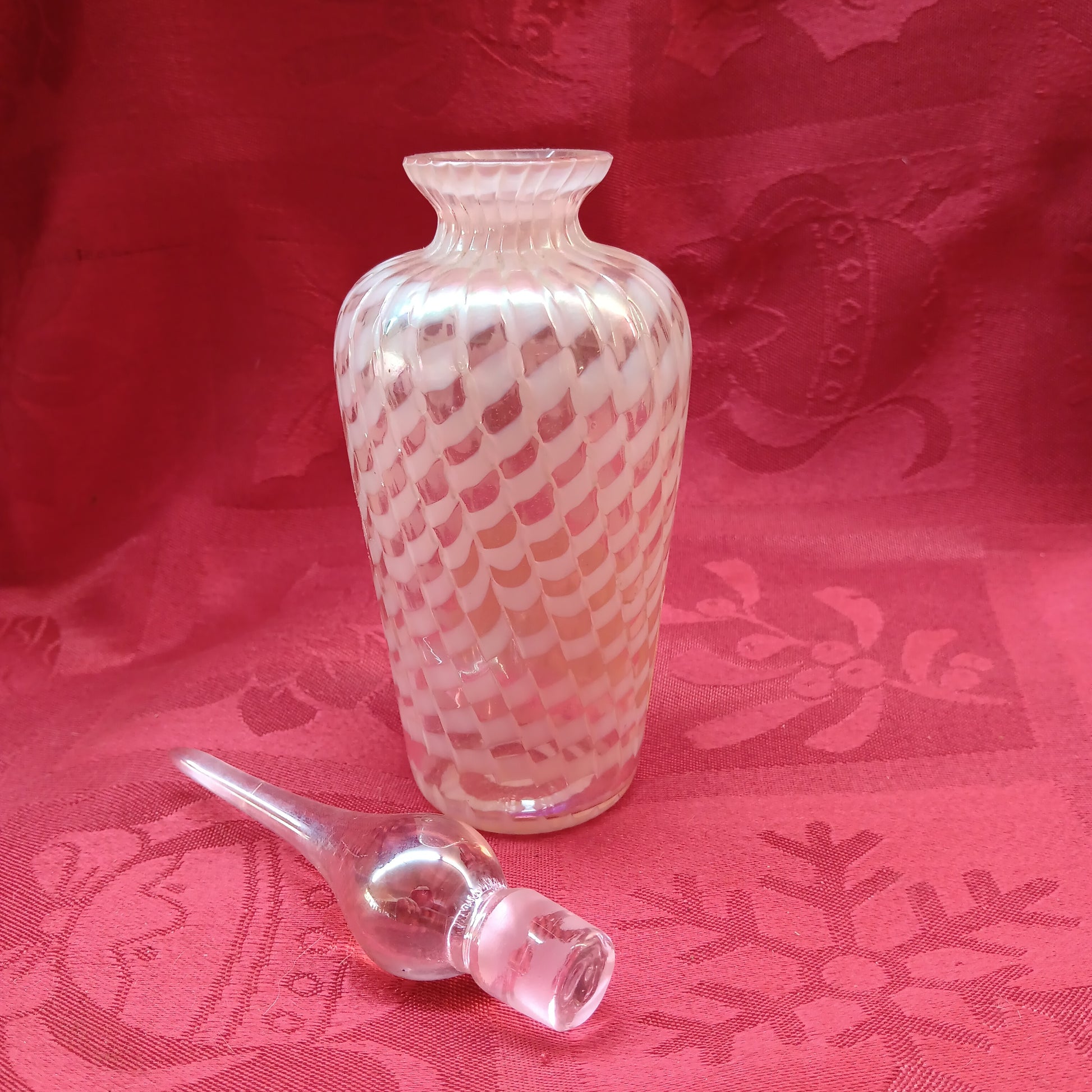 Glass Bottle - Pink Perfume Bottle with Stopper-Jantiques LLC.