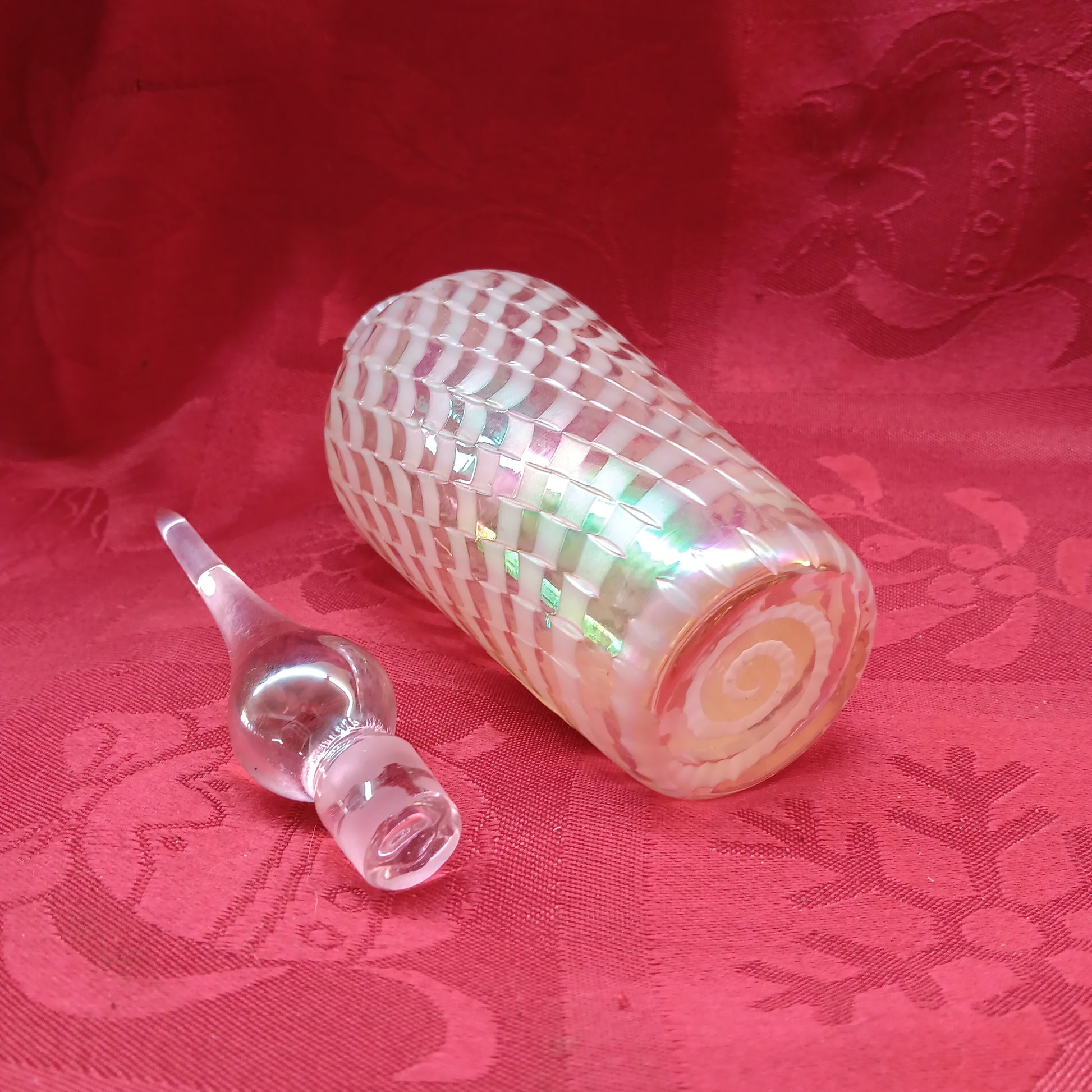 Glass Bottle - Pink Perfume Bottle with Stopper-Jantiques LLC.