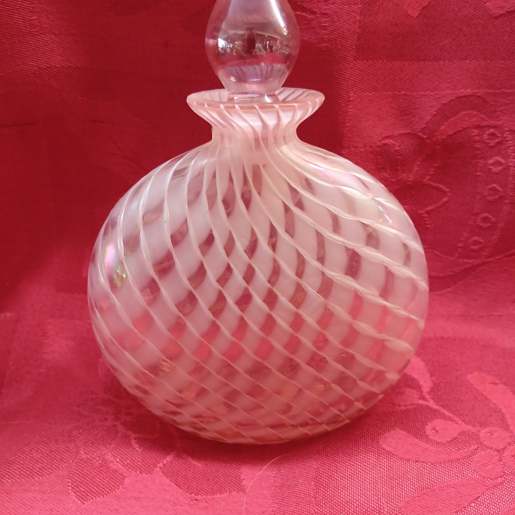 Glass Bottle - Pink Perfume Bottle with Stopper-Jantiques LLC.