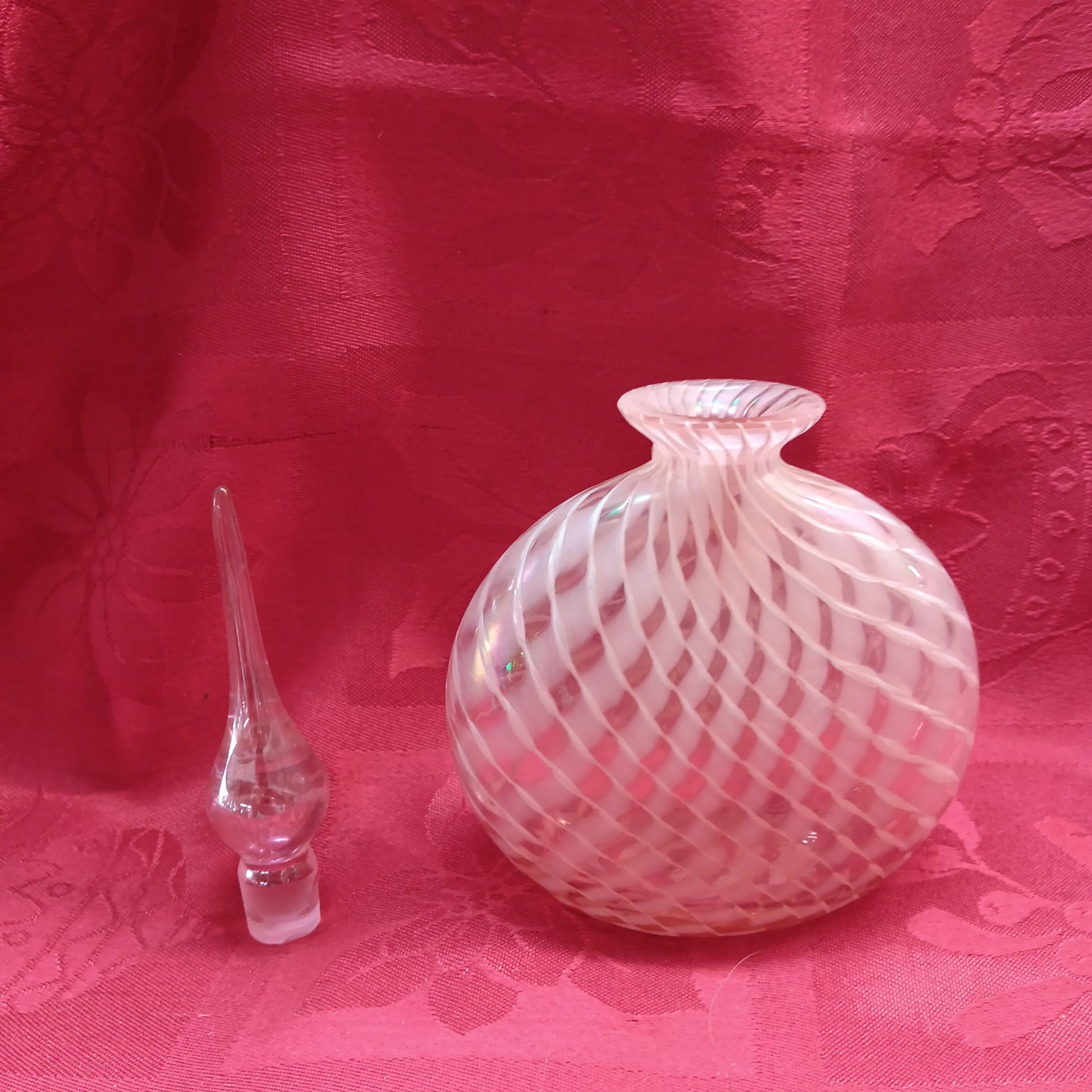 Glass Bottle - Pink Perfume Bottle with Stopper-Jantiques LLC.