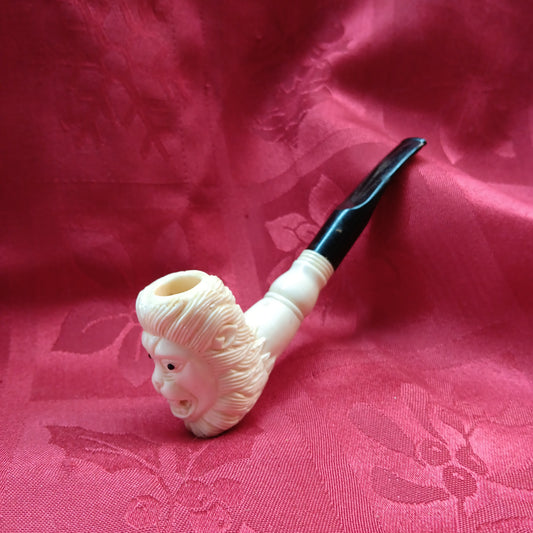 Hand-carved Bone lion pipe-Jantiques LLC.