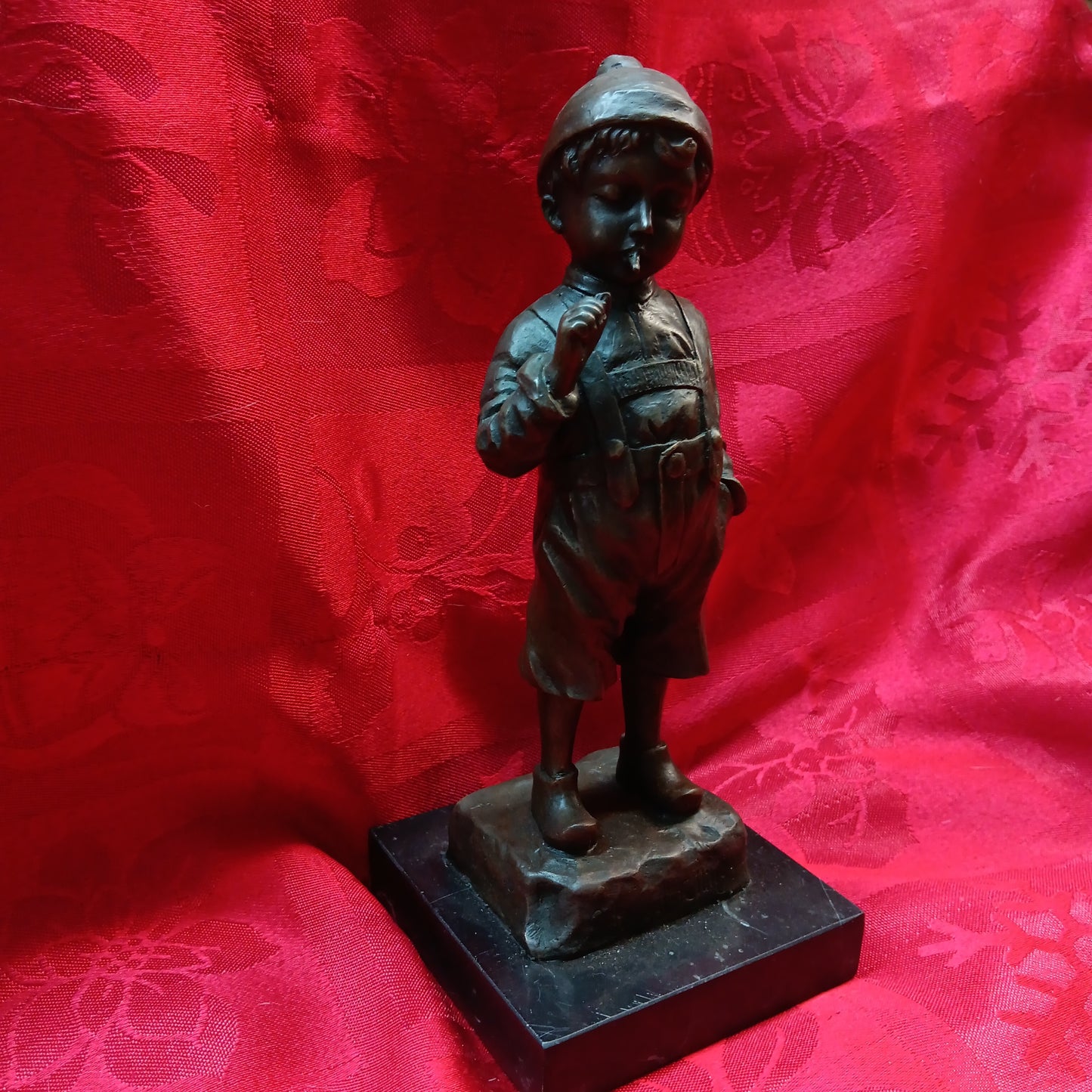 J. Schmidt-Felling "Le Petit Fumeur" Bronze Statue-Jantiques LLC.