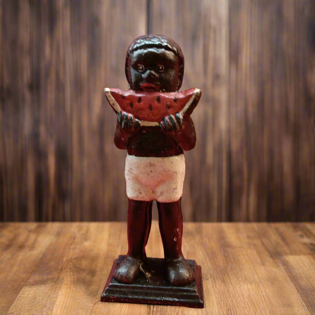 Americana Cast Iron Bank - Americana Boy Eating Watermelon-Jantiques LLC.