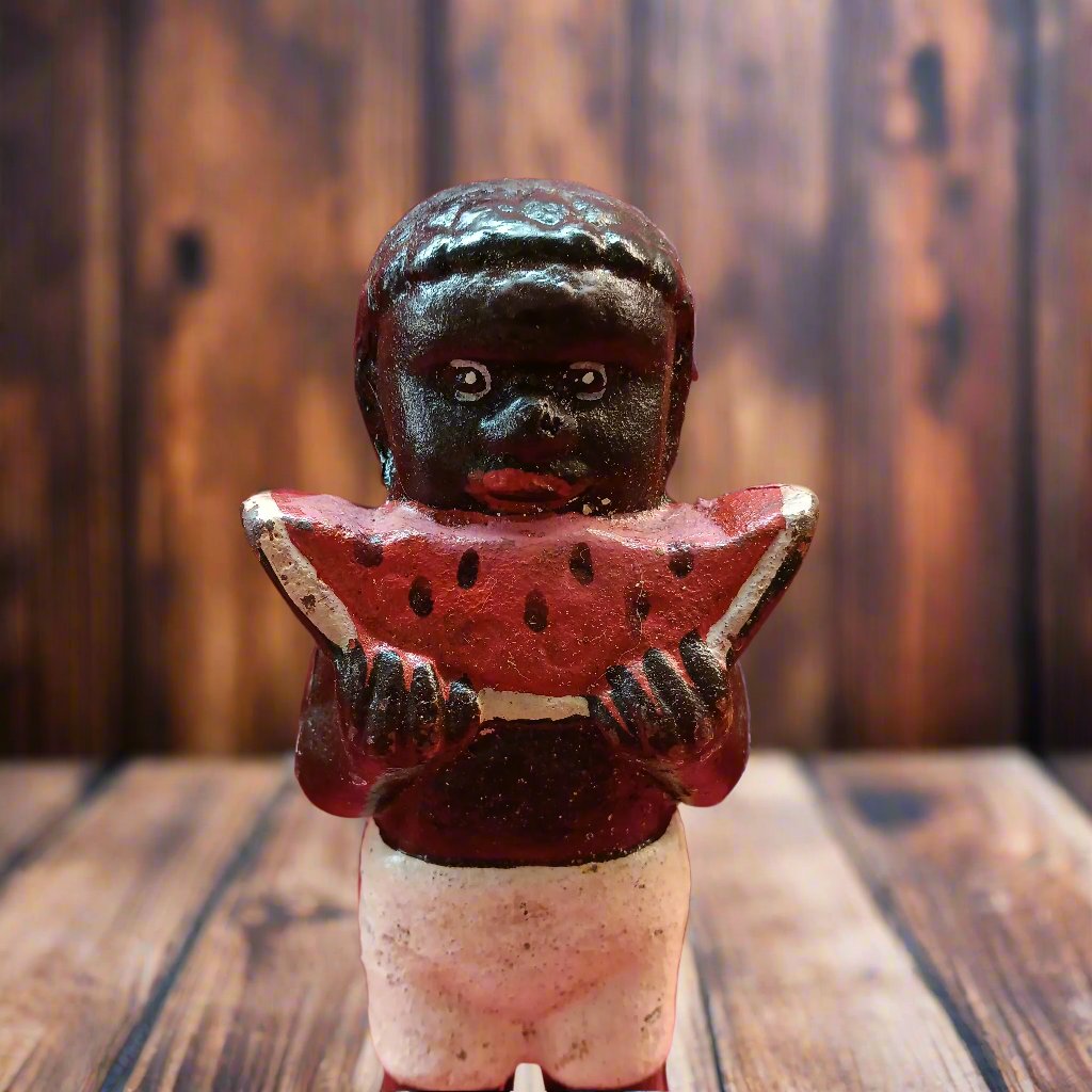 Americana Cast Iron Bank - Americana Boy Eating Watermelon-Jantiques LLC.