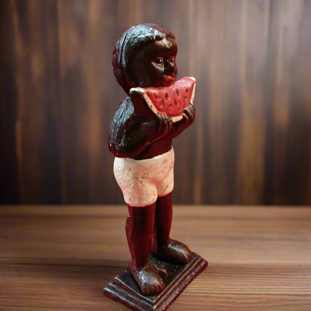 Americana Cast Iron Bank - Americana Boy Eating Watermelon-Jantiques LLC.