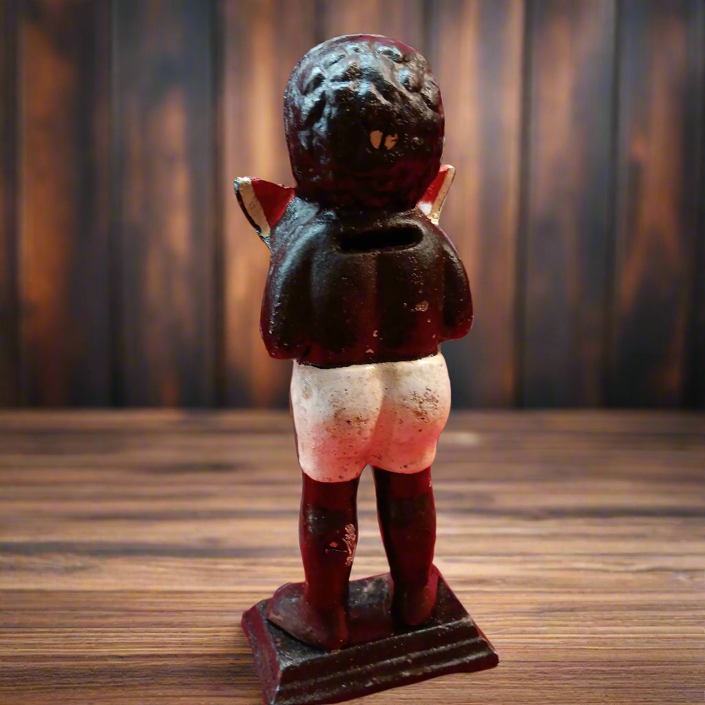 black boy with watermellon fishing pole Americana Cast Iron Bank