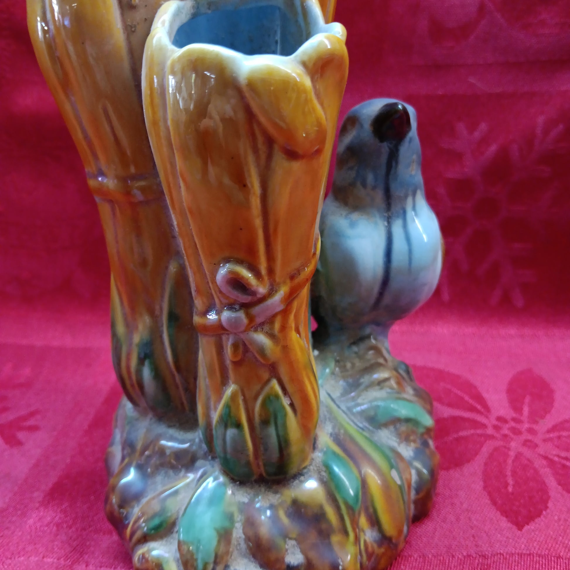 Fitz Floyd Majolica Blue Bird Bud Vase-Jantiques LLC.