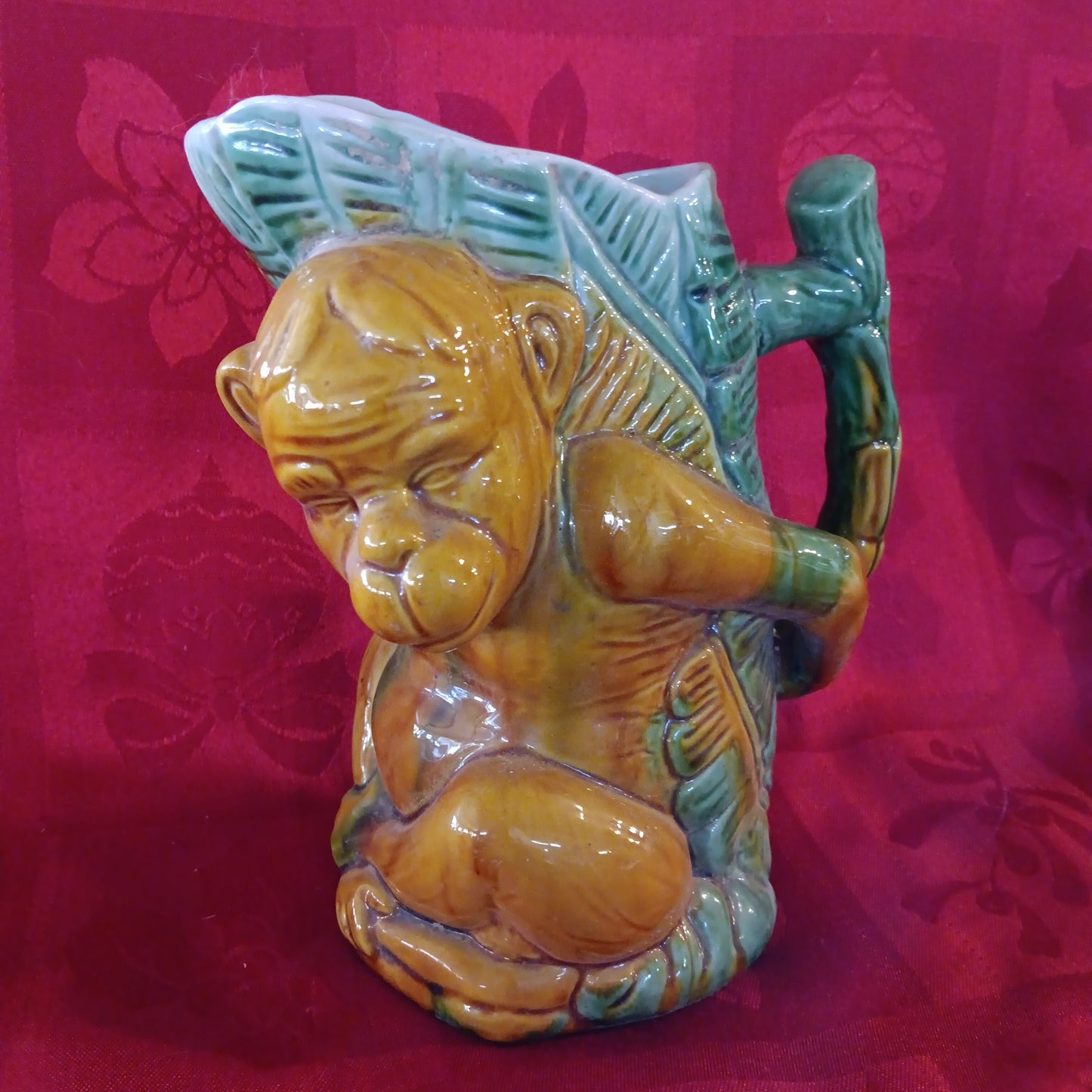 Majolica Monkey Pour Pitcher-Jantiques LLC.