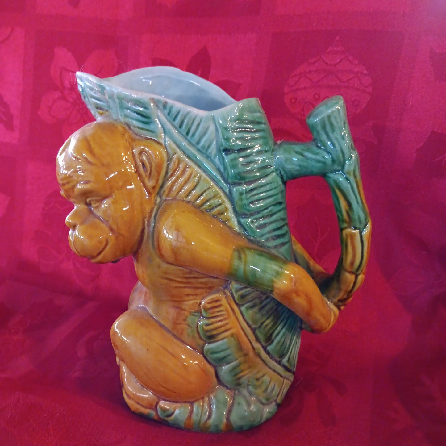 Majolica Monkey Pour Pitcher-Jantiques LLC.