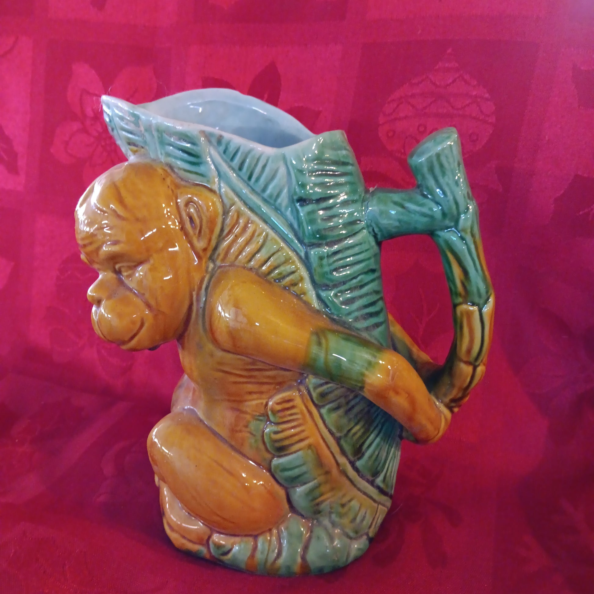 Majolica Monkey Pour Pitcher-Jantiques LLC.