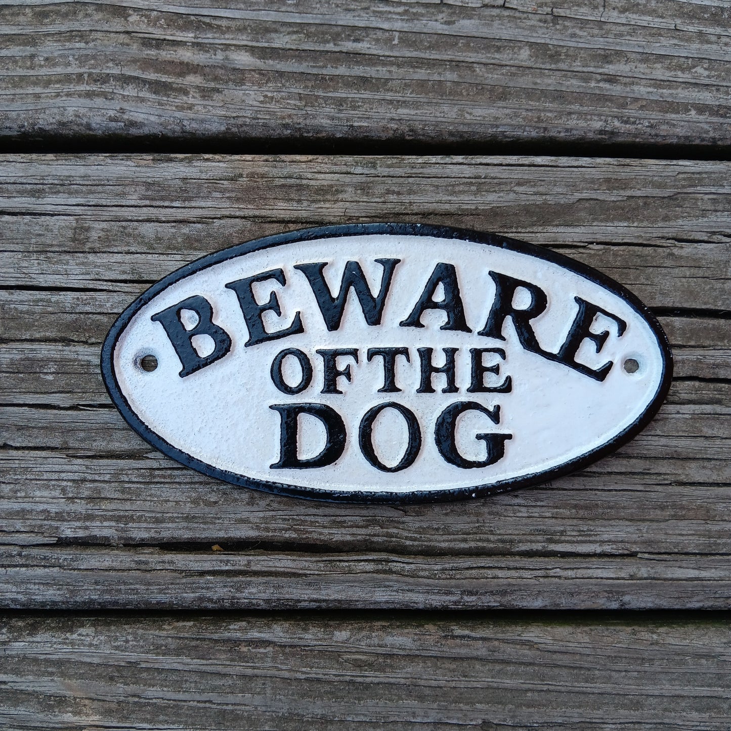 "Beware of The Dog" Small Cast Iron Sign-Jantiques LLC.